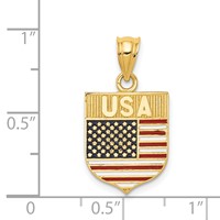 14K Yellow Gold Enameled Usa Flag Shield Pendant view 4