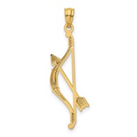 14K Yellow Gold Polished and Textured Bow and Arrow Pendant view 3