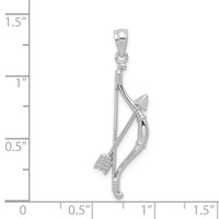 14K White Gold Polished and Textured Bow and Arrow Pendant view 4