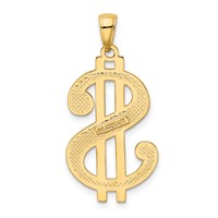 14K Gold Polished and Textured Dollar Sign Pendant view 3