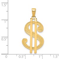 14K Gold Polished and Textured Dollar Sign Pendant view 4