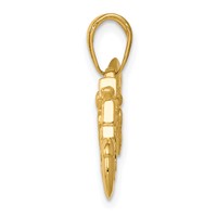 14K Yellow Gold Polished and Textured 3-D Motorcycle Pendant view 2