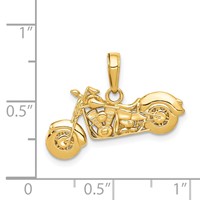 14K Yellow Gold Polished and Textured 3-D Motorcycle Pendant view 4