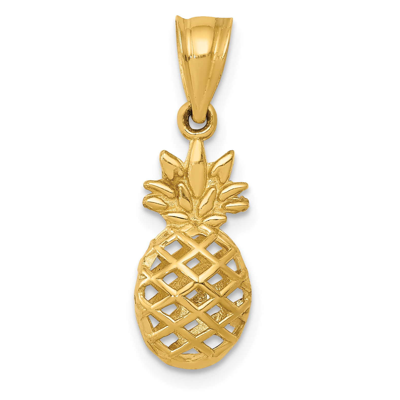 14k Polished 3D Pineapple Pendant (K5419)