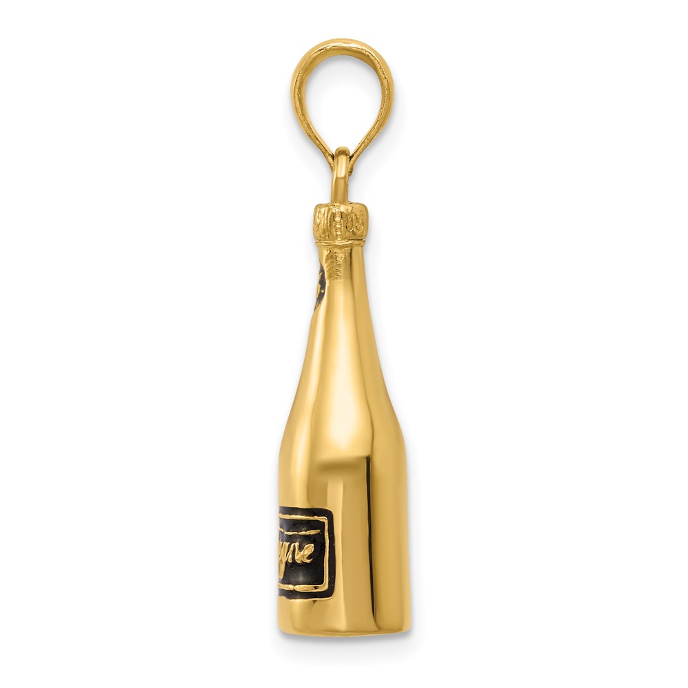 14K Polished 3-D Enameled Champagne Bottle Pendant (K5421)