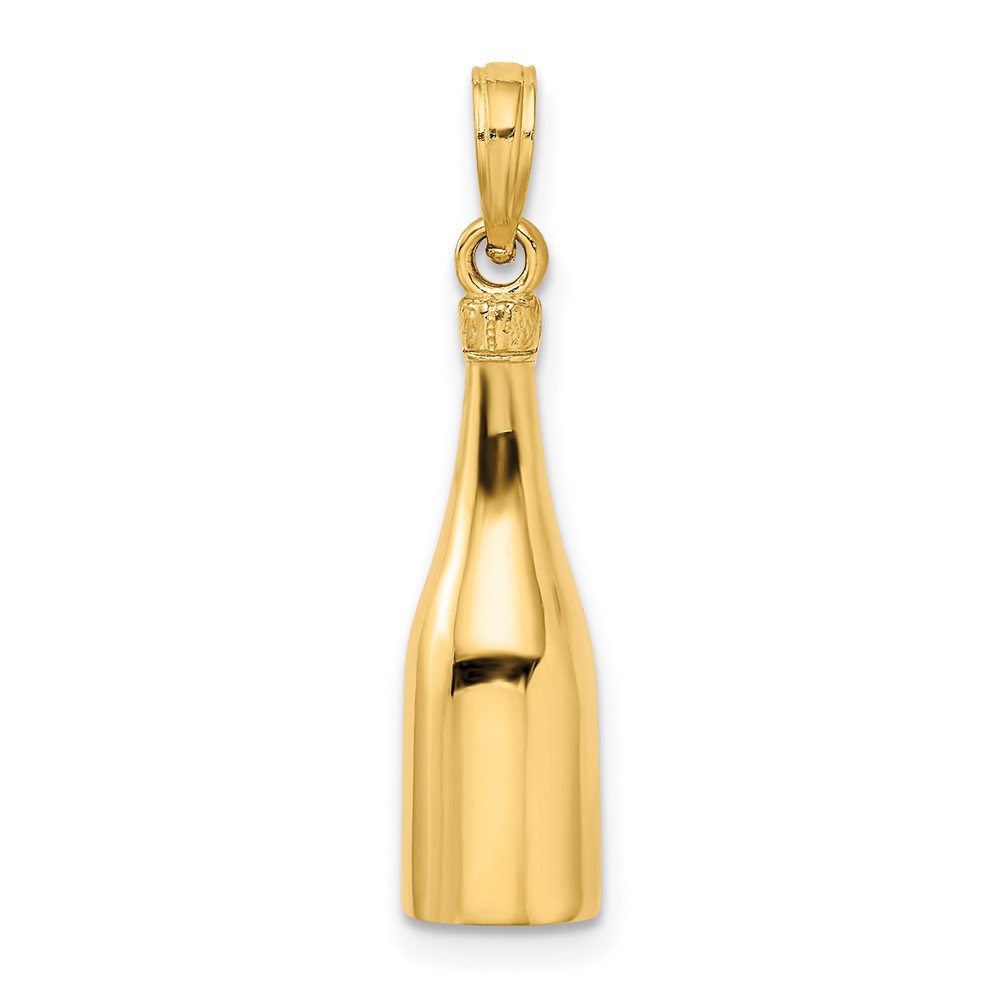 14K Polished 3-D Enameled Champagne Bottle Pendant (K5421)