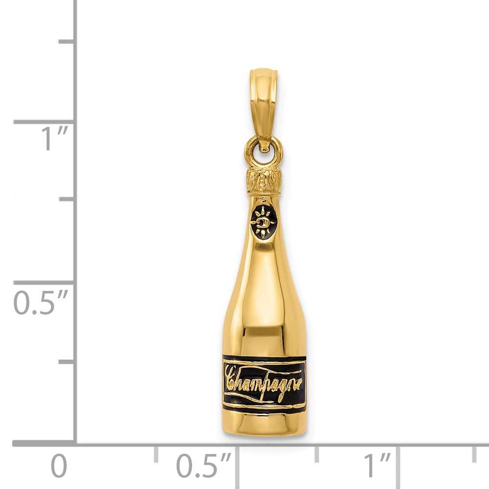 14K Polished 3-D Enameled Champagne Bottle Pendant (K5421)