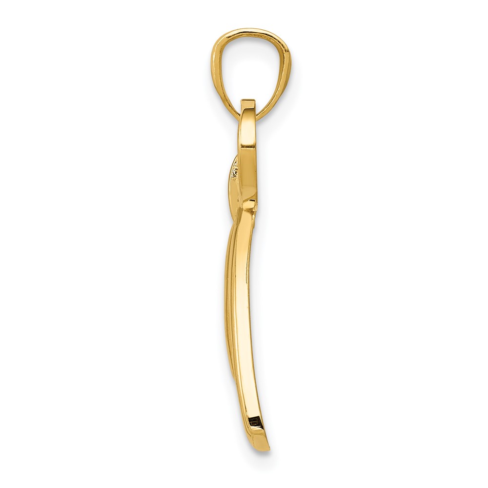14k Gold Polished Ribbon Bow Pendant (K5422)
