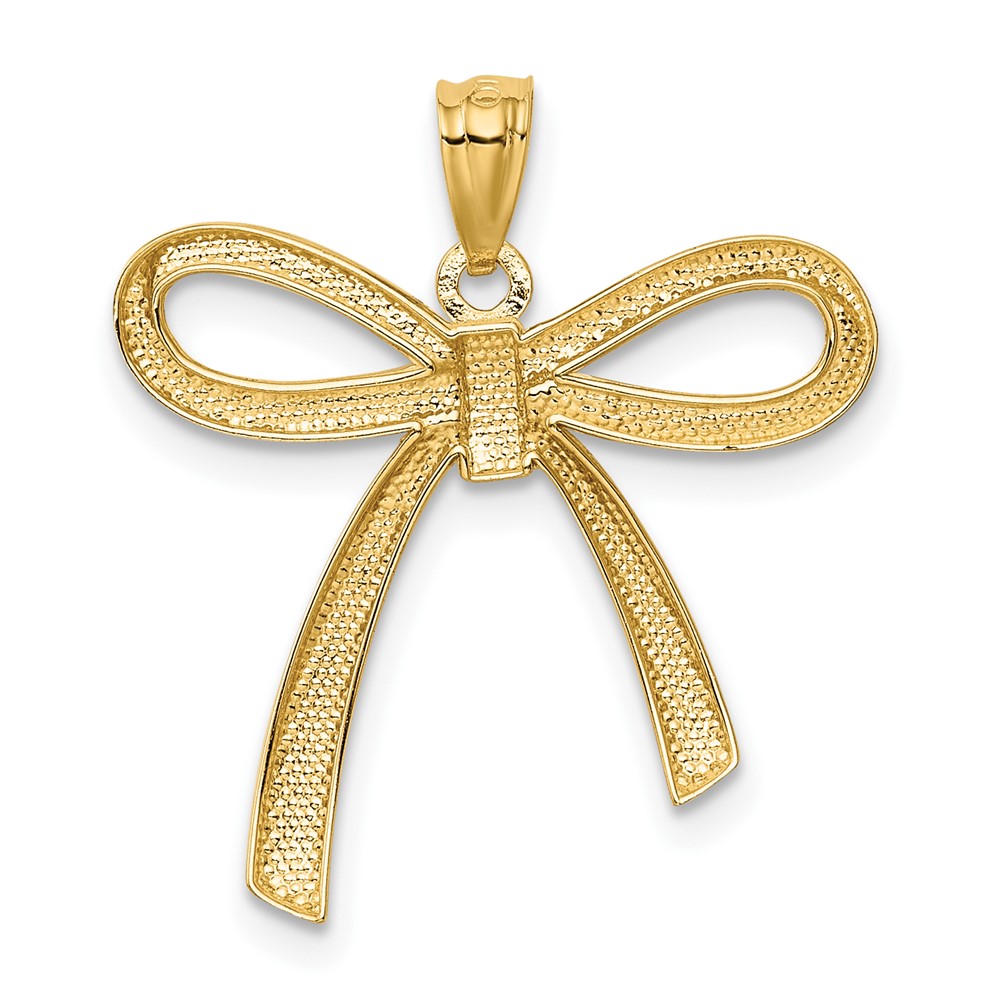 14k Gold Polished Ribbon Bow Pendant (K5422)
