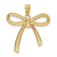 14K Gold Polished Ribbon Bow Pendant view 3