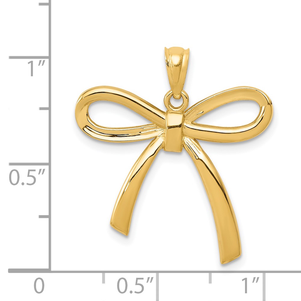 14k Gold Polished Ribbon Bow Pendant (K5422)