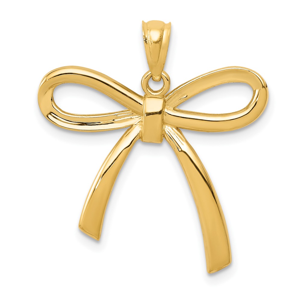 14k Gold Polished Ribbon Bow Pendant (K5422)