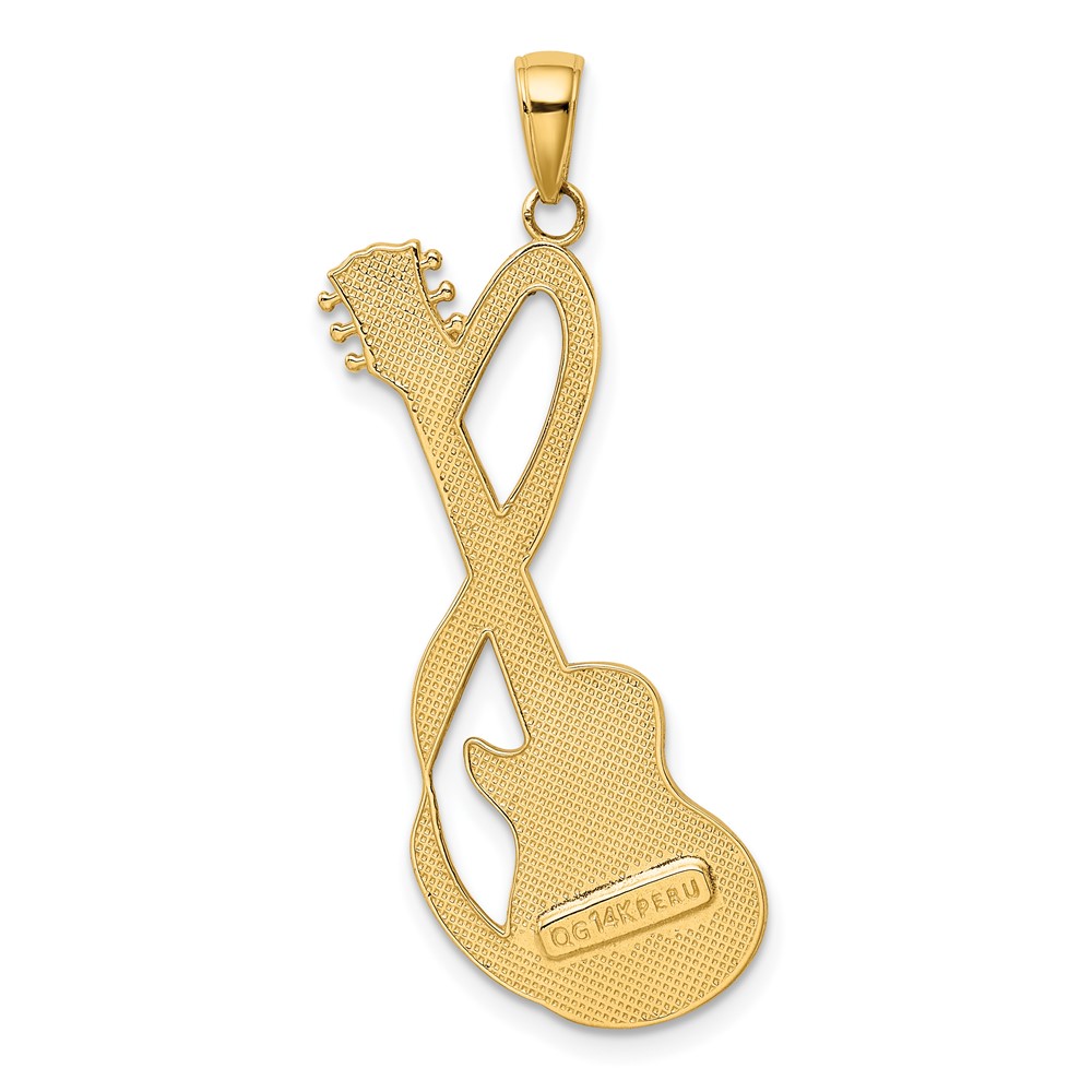 14k Large Guitar w/Strap Textured Pendant (K5428)