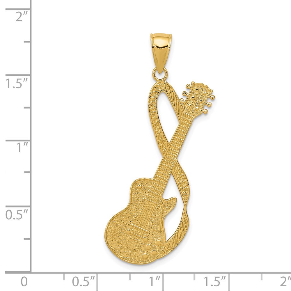 14k Large Guitar w/Strap Textured Pendant (K5428)