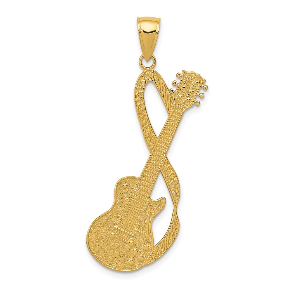 14k Large Guitar w/Strap Textured Pendant (K5428)