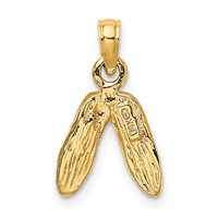 14K Yellow Gold 3-D Polished Textured Ballerina Slippers Charm view 4