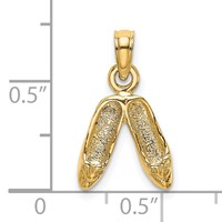 14K Yellow Gold 3-D Polished Textured Ballerina Slippers Charm view 3