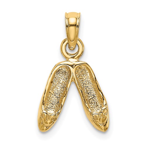 14K Yellow Gold 3-D Polished Textured Ballerina Slippers Charm