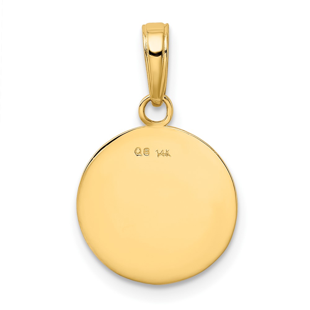 14K Gold Polished Baseball Closed Back Pendant (K5432)
