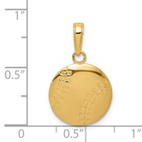 14K Yellow Gold Gold Polished Baseball Closed Back Pendant view 4