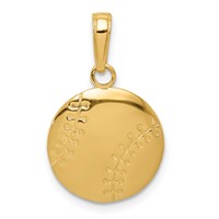 14K Yellow Gold Gold Polished Baseball Closed Back Pendant view 1