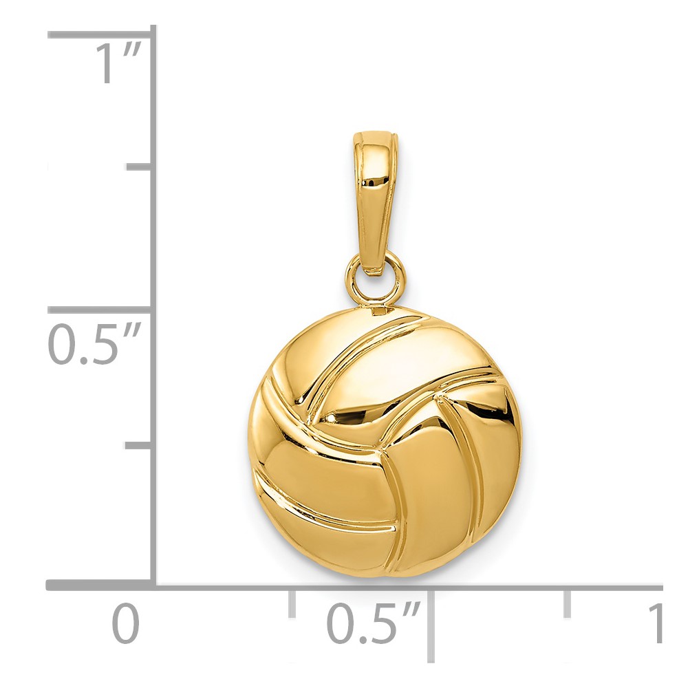 14K Gold Polished Volleyball Pendant (K5433)