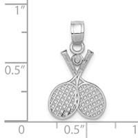 14K White Gold Double Tennis Racquet Charm view 3