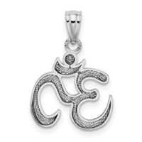 14K White Gold Polished Om Symbol Pendant view 3