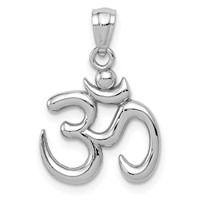 14K White Gold Polished Om Symbol Pendant view 1