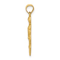 14K Yellow Gold Satin Diamond-cut Hockey Player Pendant view 2