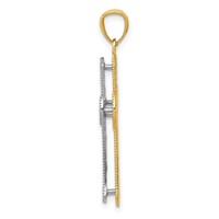 14K Two-tone Polished 2-Level Cross Pendant view 2