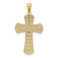 14K Two-tone Polished 2-Level Cross Pendant view 3