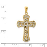 14K Two-tone Polished 2-Level Cross Pendant view 4