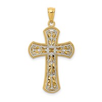 14K Two-tone Polished 2-Level Cross Pendant view 1