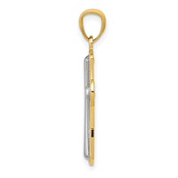 14K and White Rhodium Polished Cross Pendant view 2