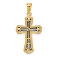 14K and White Rhodium Polished Cross Pendant view 4
