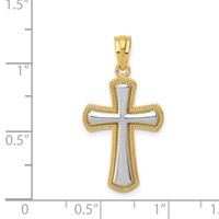 14K and White Rhodium Polished Cross Pendant view 3