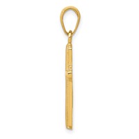 14K Yellow Gold Polished Cross Pendant with Striped Border view 2