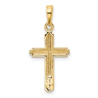 14K Yellow Gold Polished Cross Pendant with Striped Border view 3