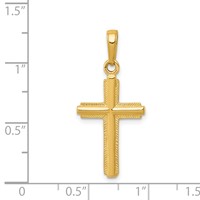 14K Yellow Gold Polished Cross Pendant with Striped Border view 4