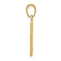 14K Yellow Gold Polished Cross Pendant with Striped Border view 2