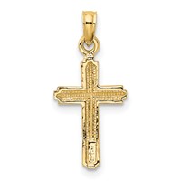 14K Yellow Gold Polished Cross Pendant with Striped Border view 3