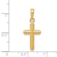 14K Yellow Gold Polished Cross Pendant with Striped Border view 4