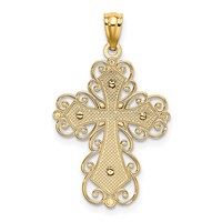 14K Two-tone Polished 2-Level Filigree Cross Pendant view 3