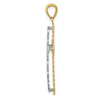 14K Two-tone Polished 2-Level Filigree Cross Pendant view 2