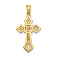 14K Yellow Gold Polished Passion Cross Pendant with Lacey Center view 1