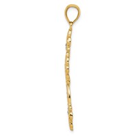 14K and White Rhodium Polished Textured Diamond-Pattern Cross Pendant view 2