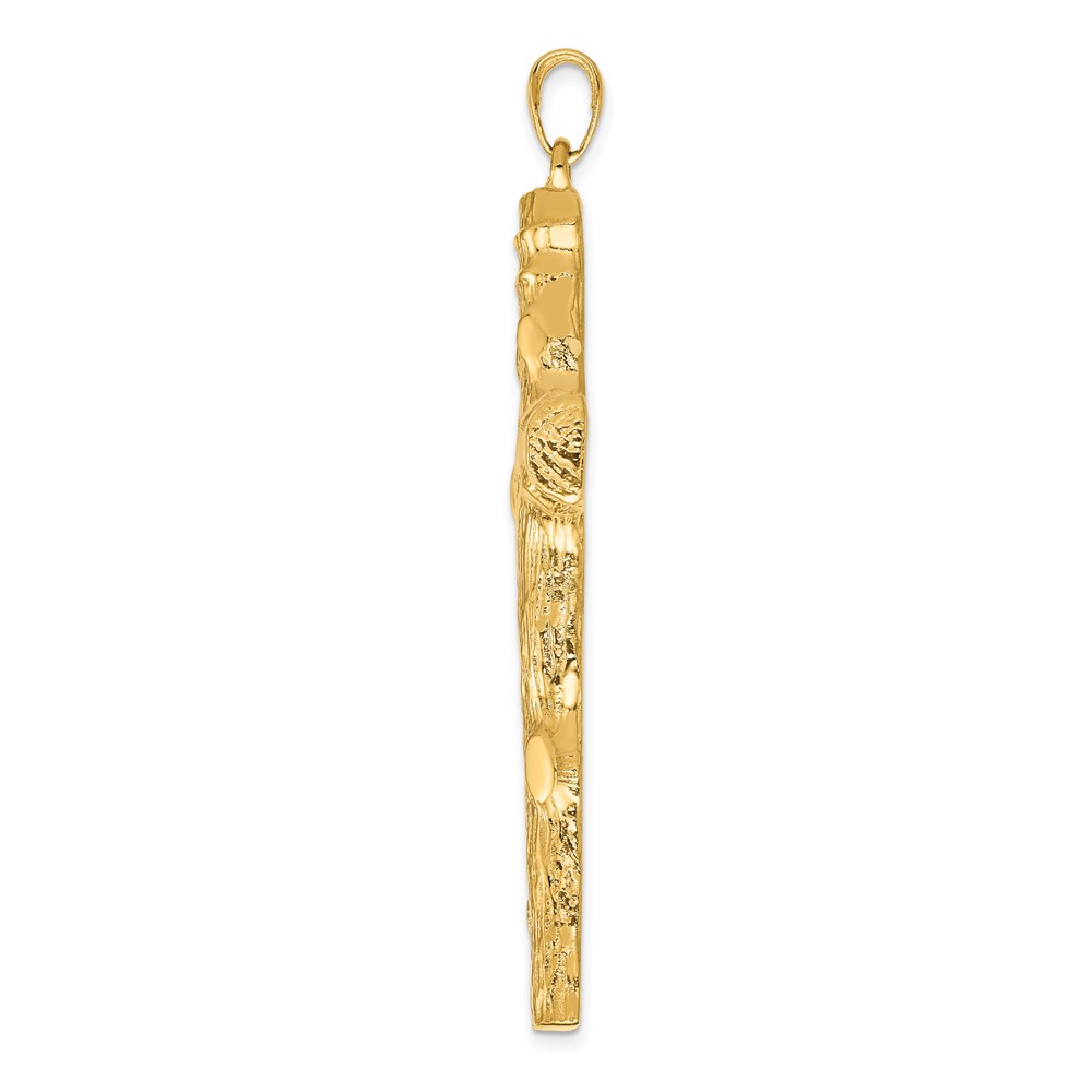 14K Large Tree Textured Cross Pendant (K5459)