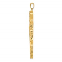 14K Yellow Gold Large Tree Textured Cross Pendant view 2