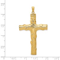 14K Yellow Gold Large Tree Textured Cross Pendant view 4
